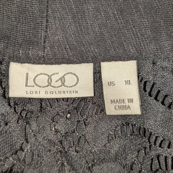 LOGO by Lori Goldstein Open Front Slub Cardigan w/Lace Detail XL - Picture 8 of 11